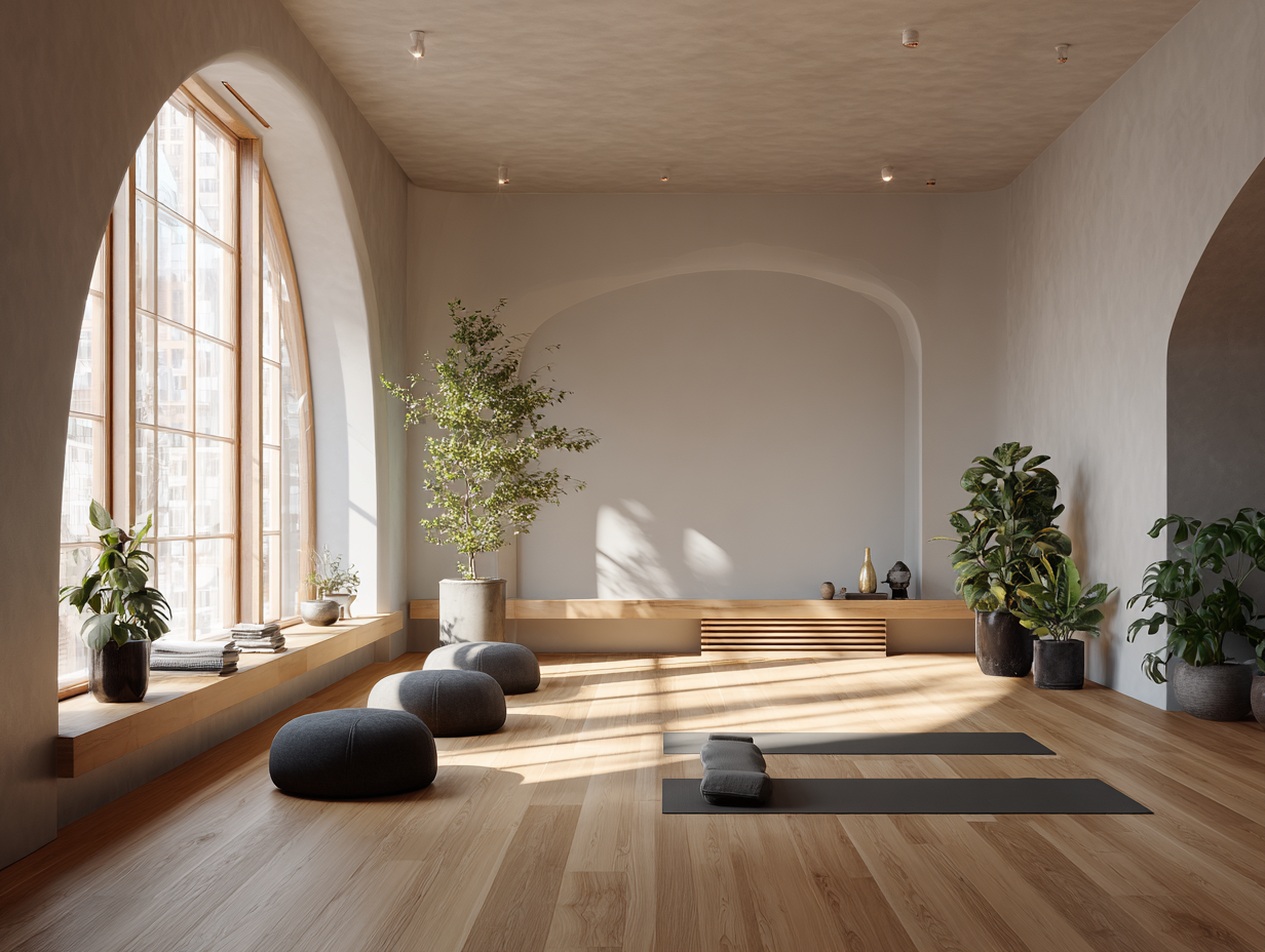 Сім'я різного віку практикує йогу разом на природі в ранкових променях сонця